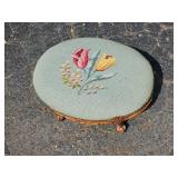 Antique Needlepoint Footstool