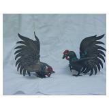 Fighting Roosters Cast Bronze Figures