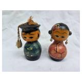Vintage Kokeshi Doll Pair