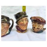 Vintage 40s Stamp Royal Dalton Mugs Paddy Toby, Sam Weller, Drake Characters
