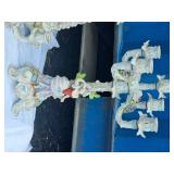 Antique German Meissen Porcelain Candelabra and Converted Lamp