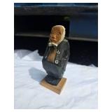 Vintage Mountain Rice Field Worker Carved Japanese Pine Figure