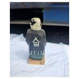 Vintage Mountain Rice Field Worker Carved Japanese Pine Figure