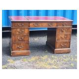 Gorgeous Vintage Mahogany Campaign Desk with Leather Surface Inserts
