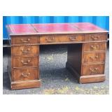 Gorgeous Vintage Mahogany Campaign Desk with Leather Surface Inserts