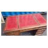 Gorgeous Vintage Mahogany Campaign Desk with Leather Surface Inserts