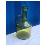 MCM Fine Studio Art Glass Carafe - Green Handled