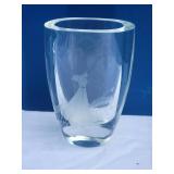 Dreamy Etched Crystal Vase Pair - Unmarked