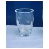 Dreamy Etched Crystal Vase Pair - Unmarked