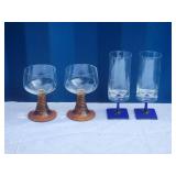 Vibrant MCM Vintage Glasses with  Vibrant Colored Stems - (4)