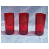 Cool MCM Vintage Red Water Glass Set - (3)