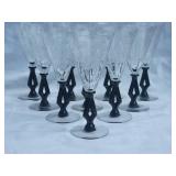 Awesome MCM Vintage Etched Wine Glass Set with Impactful Black Stems - (10)