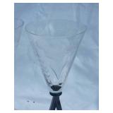Awesome MCM Vintage Etched Wine Glass Set with Impactful Black Stems - (10)