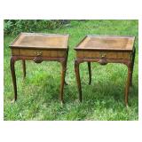 Vintage Baker Furniture - Elegant Carved Mahogany Scalloped Side Table Pair