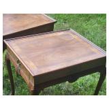 Vintage Baker Furniture - Elegant Carved Mahogany Scalloped Side Table Pair