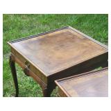 Vintage Baker Furniture - Elegant Carved Mahogany Scalloped Side Table Pair