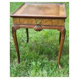 Vintage Baker Furniture - Elegant Carved Mahogany Scalloped Side Table Pair