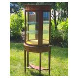 Antique Italian Louis XV Style Marquetry Inlaid Mahogany Vitrine Display Cabinet