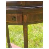 Antique Italian Louis XV Style Marquetry Inlaid Mahogany Vitrine Display Cabinet