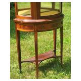 Antique Italian Louis XV Style Marquetry Inlaid Mahogany Vitrine Display Cabinet