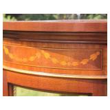 Antique Italian Louis XV Style Marquetry Inlaid Mahogany Vitrine Display Cabinet