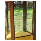 Antique Italian Louis XV Style Marquetry Inlaid Mahogany Vitrine Display Cabinet