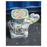 Vintage Porcelain Elephant Exotic Side Table