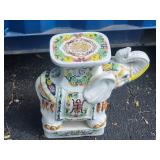 Vintage Porcelain Elephant Exotic Side Table