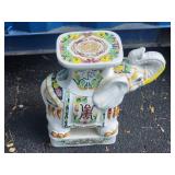 Vintage Porcelain Elephant Exotic Side Table