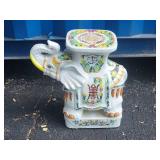 Vintage Porcelain Elephant Exotic Side Table