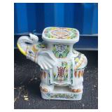 Vintage Porcelain Elephant Exotic Side Table
