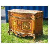 Antique French Louis XV Inlaid Fine Art Painted Buffet with Stone Top