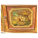 Antique French Louis XV Inlaid Fine Art Painted Buffet with Stone Top