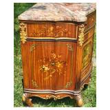 Antique French Louis XV Inlaid Fine Art Painted Buffet with Stone Top