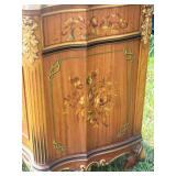 Antique French Louis XV Inlaid Fine Art Painted Buffet with Stone Top