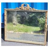 Antique French Gilt Frame Mirror with Mosaic Mirror Border Inlay