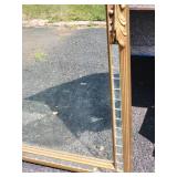 Antique French Gilt Frame Mirror with Mosaic Mirror Border Inlay