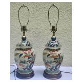 Vintage Frederick Cooper Lamp Co. - Stunning Chinese Ceramic Ginger Jar Table Lamp Pair