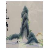 Classic Japanese Silk Embroidery Landscape Panel - Fishing Village