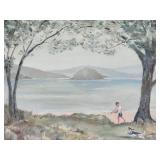 Breathtaking Fine Art Original Painting - Fishing by the Lake