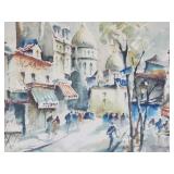 Dreamy Fine Art Print - Marius Girard - View of Montmartre - Floral Gold Gilt Frame