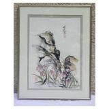 Vintage Japanese Watercolor Landscape - Water Lillies