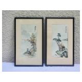 Classical Chinese Watercolor Seasonal Print Pair - Autumn - Spring