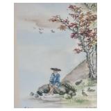 Classical Chinese Watercolor Seasonal Print Pair - Autumn - Spring