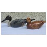 Signed Handcarved Duck Decoy Pair - The Wooden Bird Factory