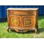 Antique French Louis XV Inlaid Fine Art Painted Buffet with Stone Top