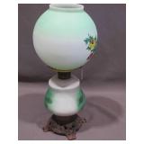 Vintage Parlor Lamp Green with Floral Design