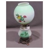Vintage Parlor Lamp Green with Floral Design