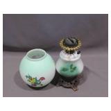 Vintage Parlor Lamp Green with Floral Design