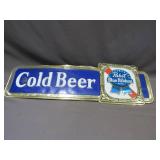 Plastic Pabst Blue Ribbon Cold Beer Sign